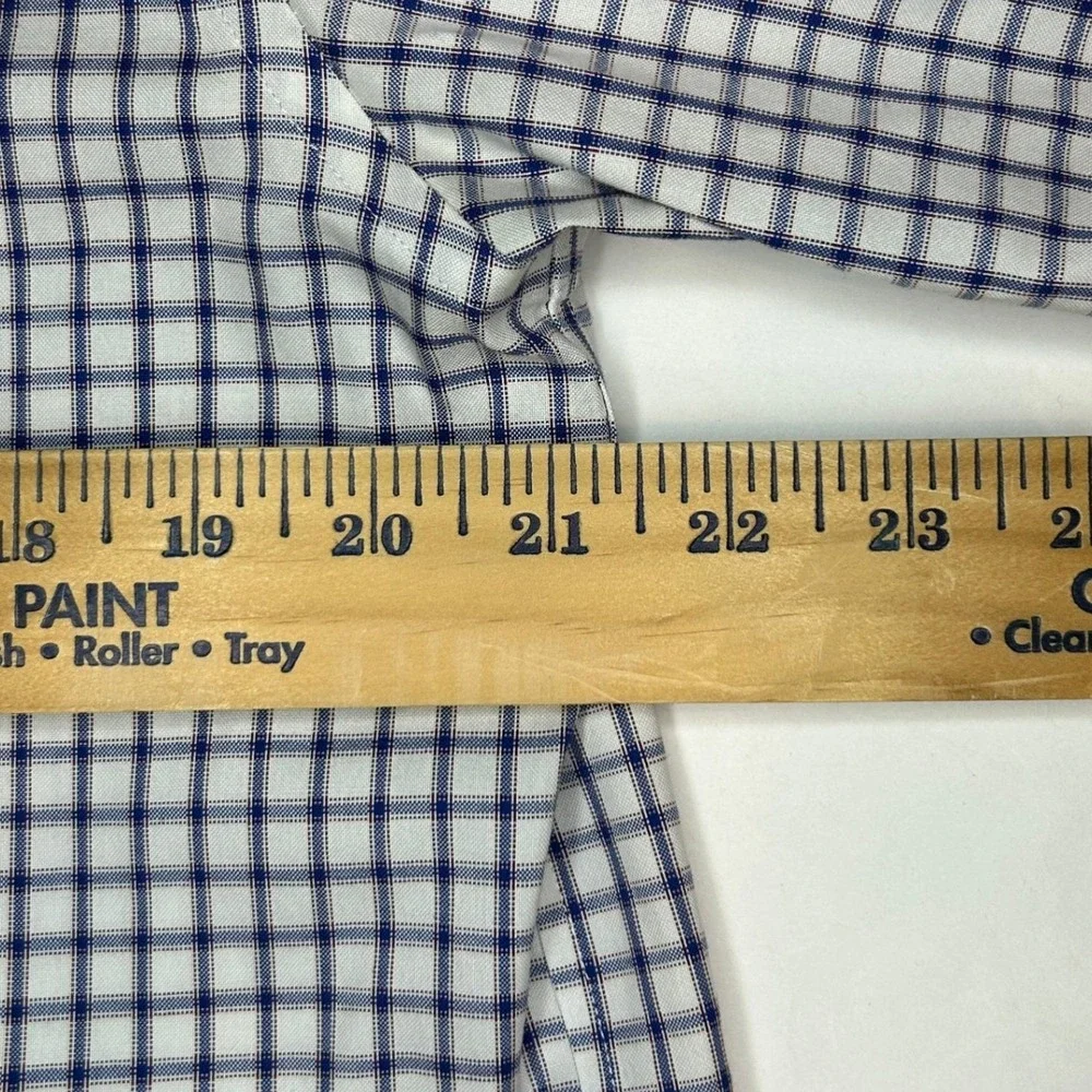 Brooks Brothers Dress Shirt‎ 16.5 33 Men's White Navy Slim Fit Non-Iron Stretch